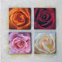 Rosen-Quartett, aus Servietten überarbeitet mit Easy-Painting