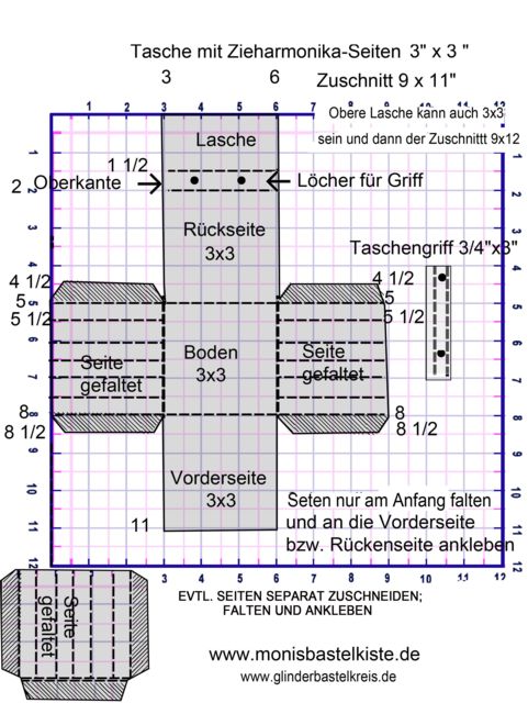 Tasche mit Zieharmonika-Seiten