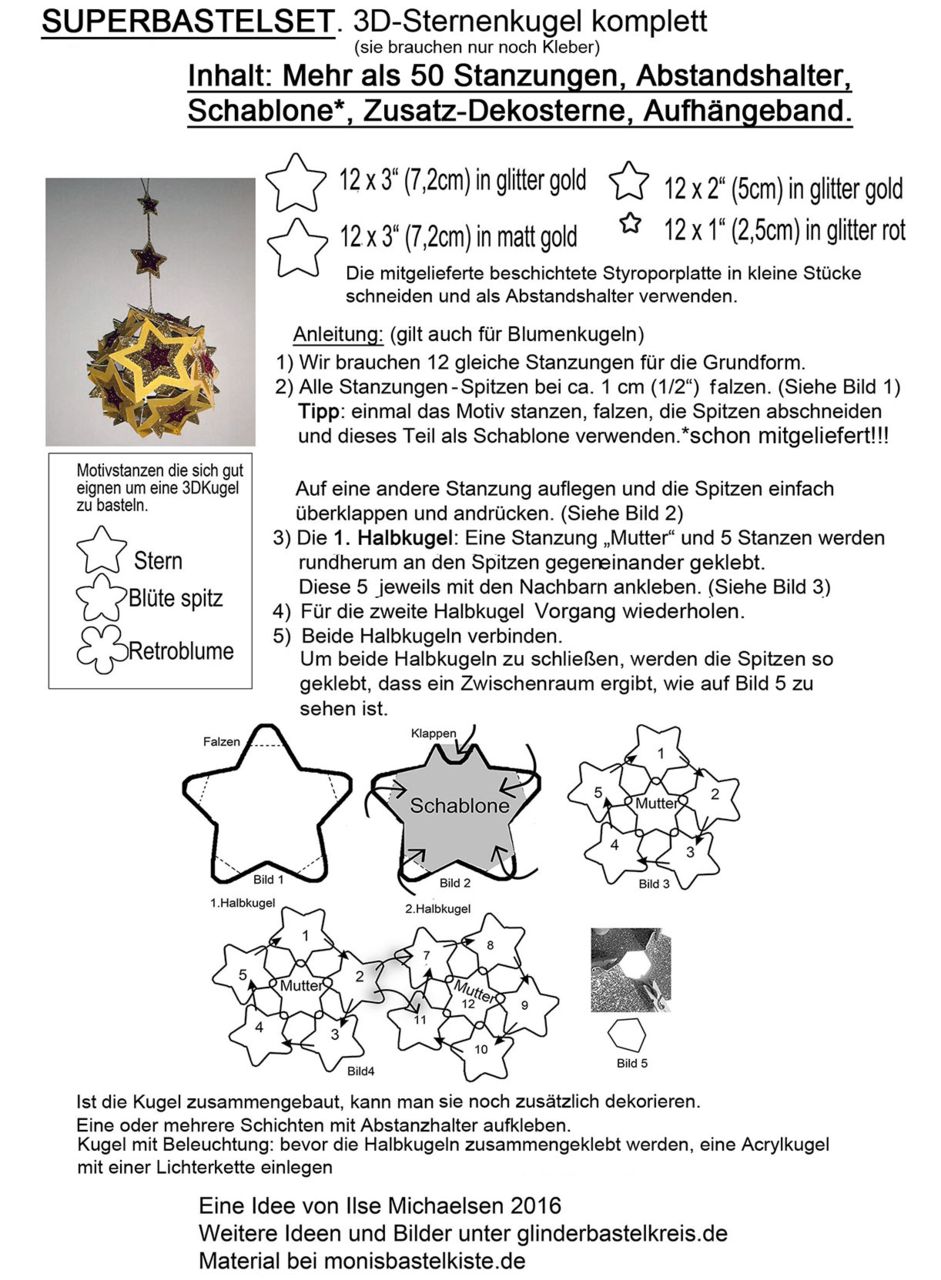 3D-Sternenkugel-Bastelset mit Anleitung