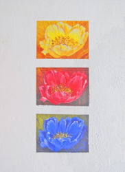Variationen einer Mohnblume. Acryl mit Spachtel auf Malkarton Firenze 30x40cm